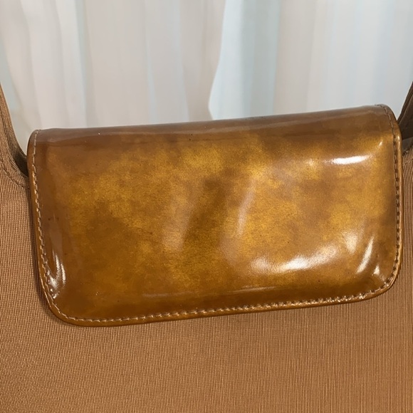 Stuart Weitzman Gold Vintage Silk / Patent Leather Top Handle Evening Bag Spain - Picture 6 of 17